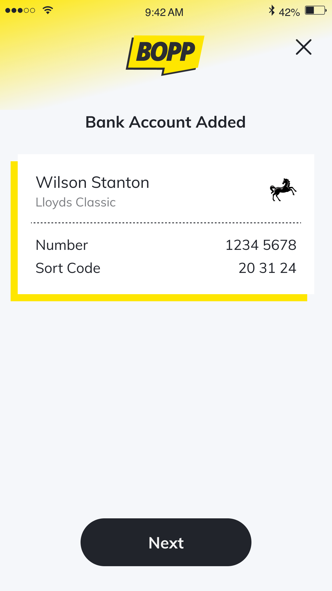 BOPP onboarding flow